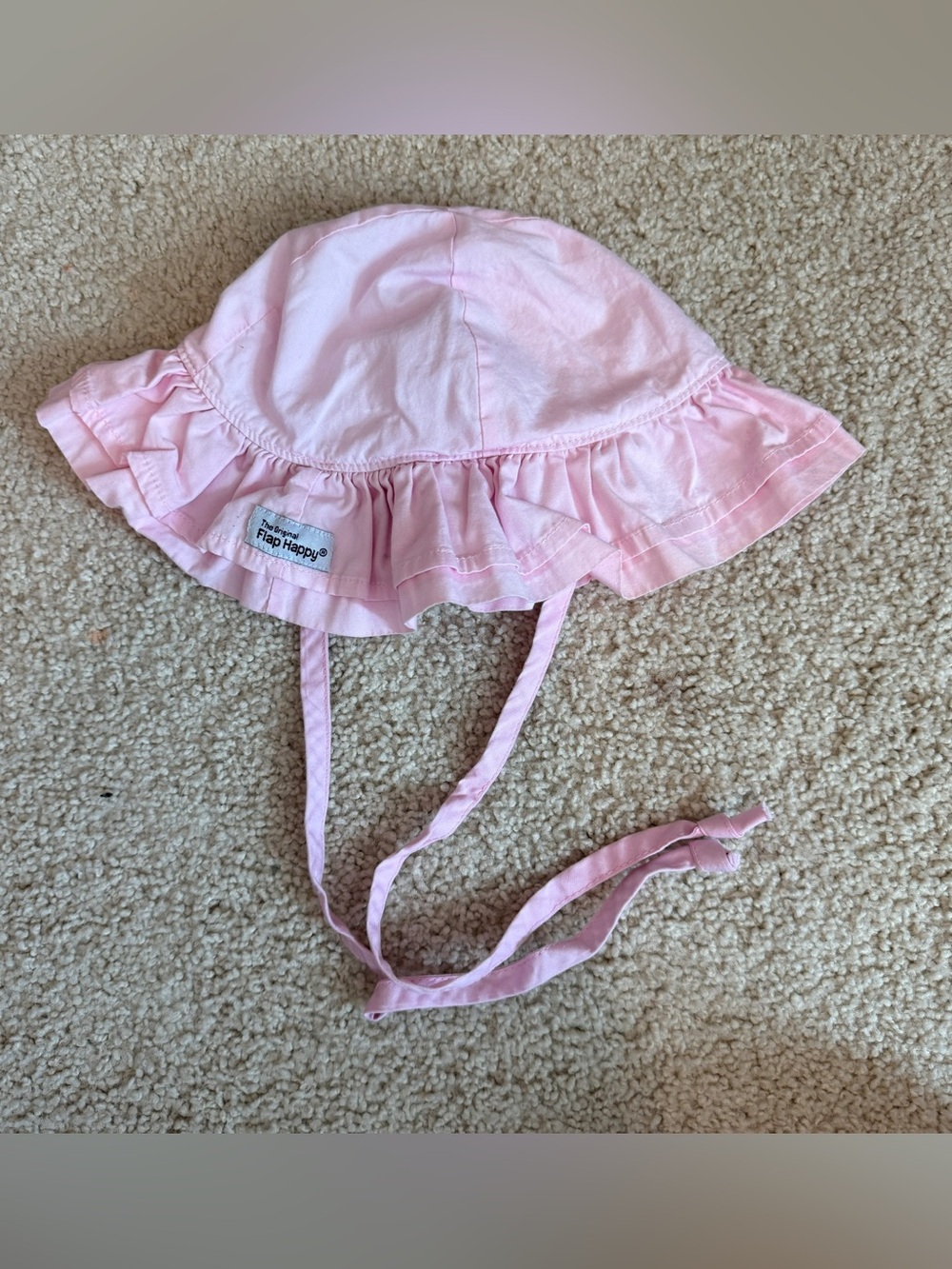 Flap Happy Light Pink Ruffle Baby Sun Hat with Chin Ties